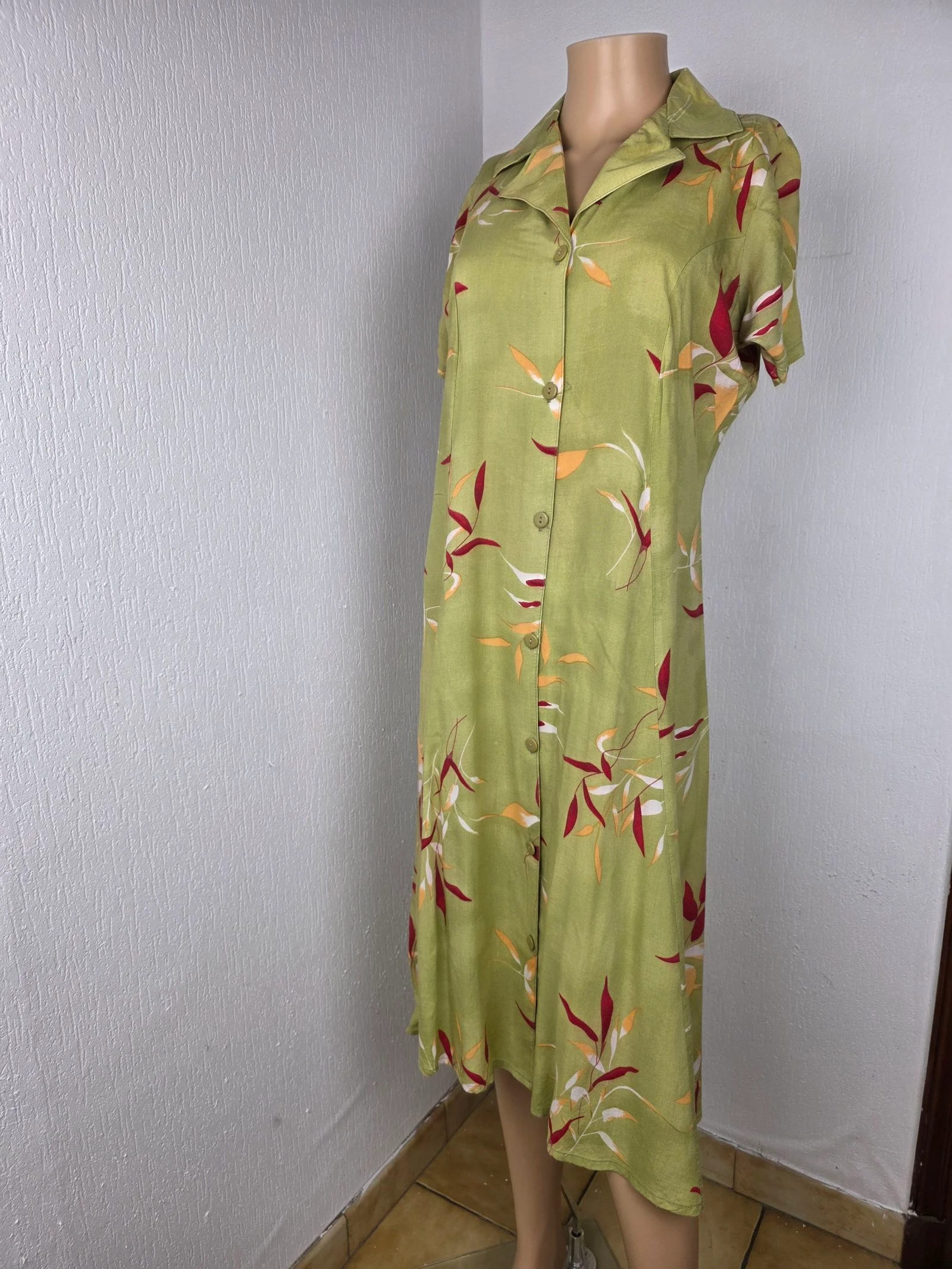 Vestido longo com estampa tropical vintage dos anos 90 tamanho 34/36 – photo 2